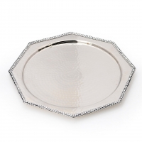 Stainless Steel Hammered Serving Plate with Rhinestones